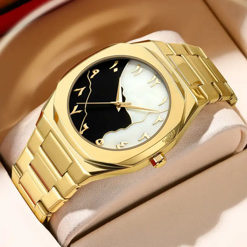 Top Brand Men Watch Business Simple Trendy Steel Strip Arabic numerals Dial Shell Face Waterproof Male Fashion Quartz Watches